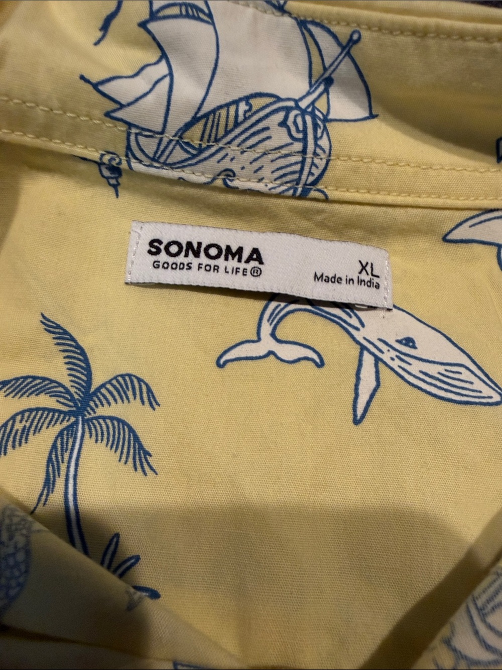 Yellow Tropical Print Short-Sleeve Button-Down Shirt - Picture 2 of 6